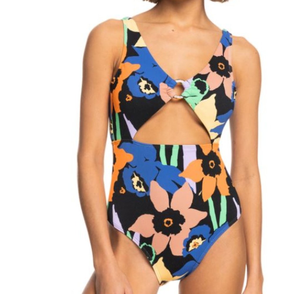 NWT Roxy Color Jam - One-Piece Swimsuit for Women Black